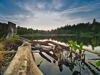 Scenic view of lake against sky