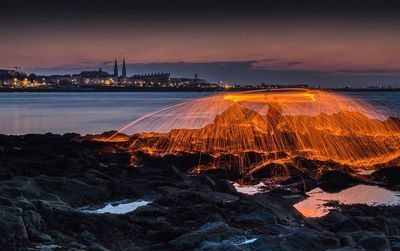 Illuminated city at night