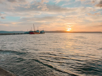 Scenic view of sea against sky during sunset