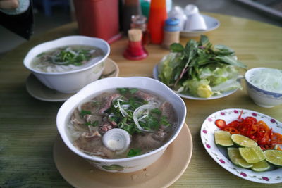 Close-up of food served in plate