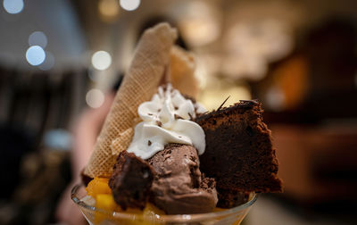 Close-up of ice cream cake