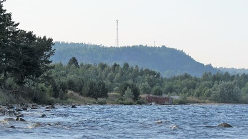 Scenic view of river against clear sky