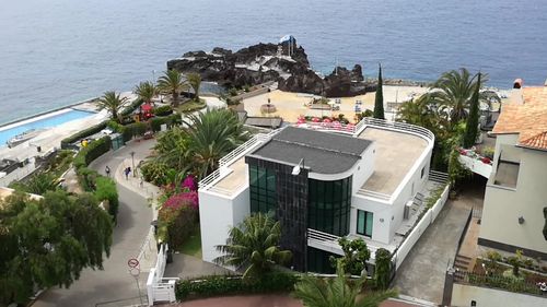 View of sea with buildings in background