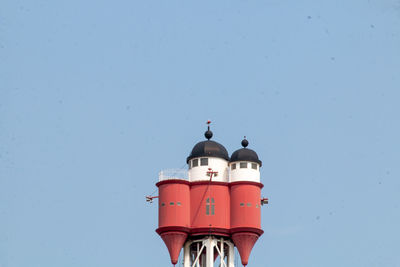 Low angle view of lighthouse against clear sky