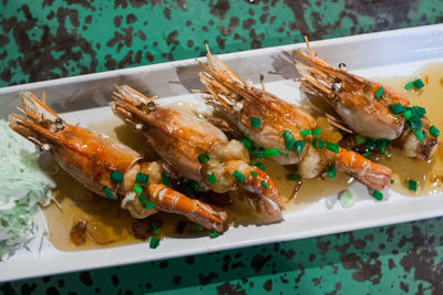 High angle view of food on table