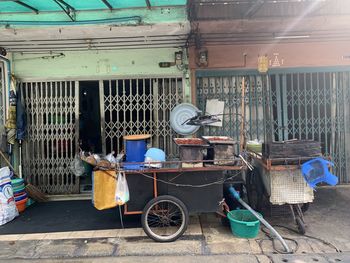 Bicycle parked in basket