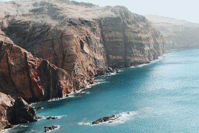 Scenic view of sea and mountains