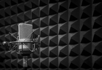 Background with a professional microphone and copy space