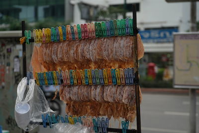 Close-up of multi colored hanging for sale