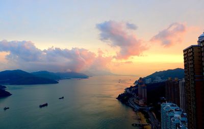 Scenic view of sea at sunset