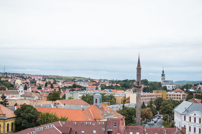 High angle view of townscape against sky