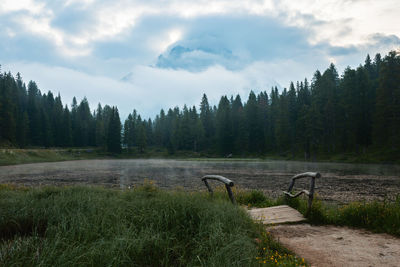 Scenic view of lake against sky
