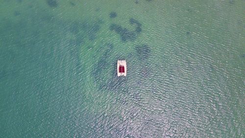 High angle view of boat in sea