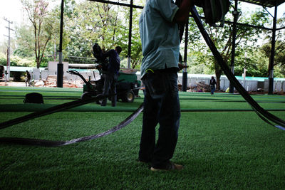 Low section of man on golf course
