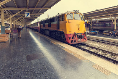 Train on railroad station platform