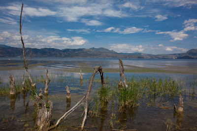 Scenic view of lake against sky