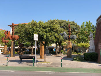 View of temple against clear blue sky