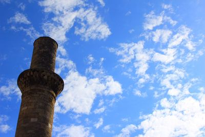 Low angle view of built structure against blue sky
