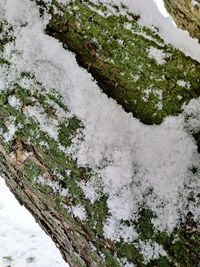 High angle view of frozen stream