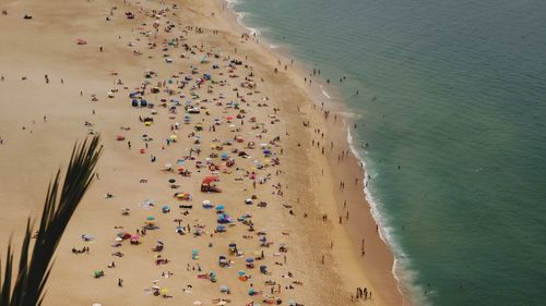 High angle view of people on beach