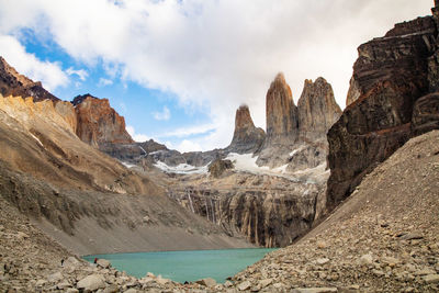 Panoramic view of landscape and mountains against sky