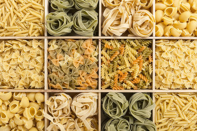 Directly above shot of various pasta