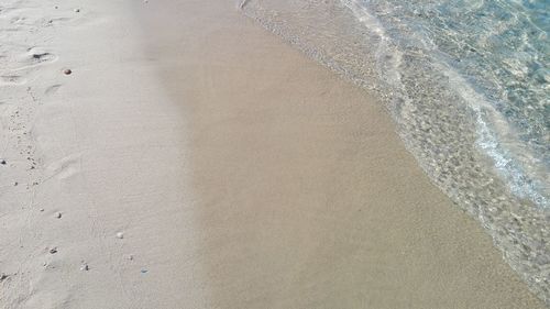 High angle view of sand on beach