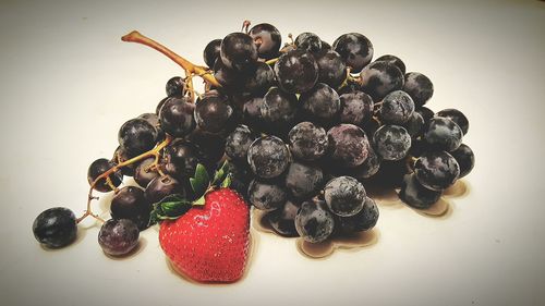 Close-up of fruit over white background