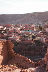 High angle view of buildings in city