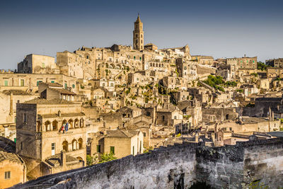 Low angle view of basilicata region against clear sky