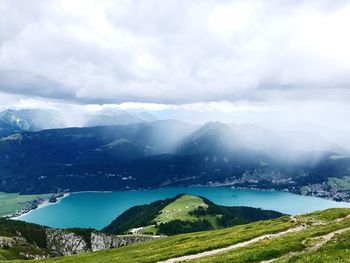 Scenic view of mountains against sky