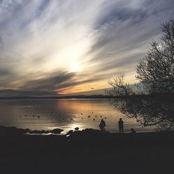 Scenic view of sea at sunset