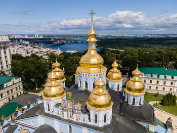 High angle view of cathedral against buildings