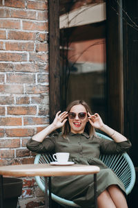 Young beautiful woman with long hair enjoying springtime.