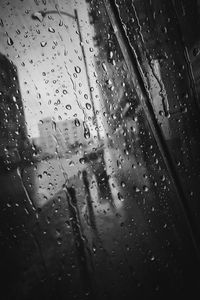 Full frame shot of raindrops on glass window