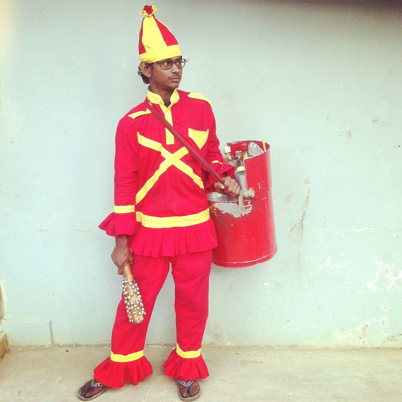 red, standing, full length, real people, one person, men, day, outdoors, people