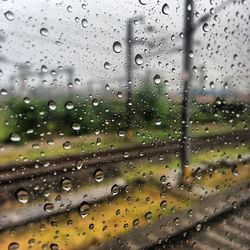 Close-up of water drops on glass