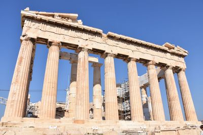 Low angle view of historical building against clear sky