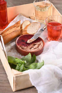 Delicate chicken pate with pureed cranberries, drenched in jelly.  