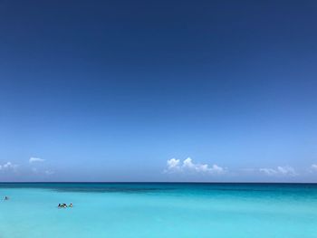 Scenic view of sea against blue sky