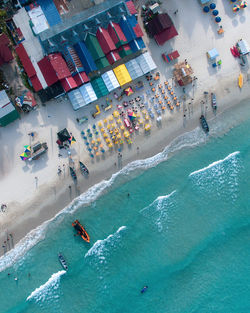 High angle view of people on sea