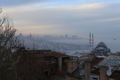 High angle view of buildings in city