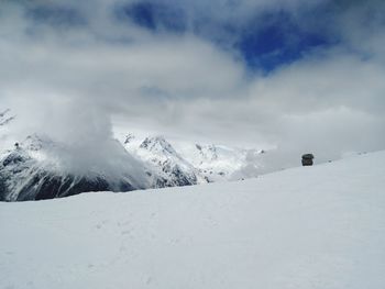 Scenic view of snow covered landscape against sky