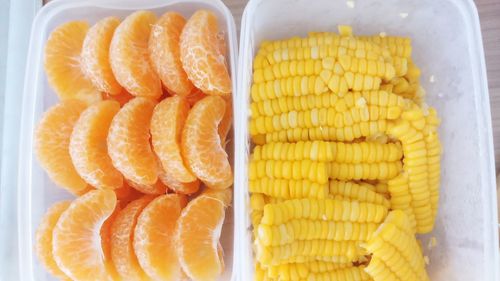 High angle view of bread in container