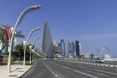 Doha, qatar, october 31, 2023. skyscrapers, advertisement for expo 2023, horticultural exhibition