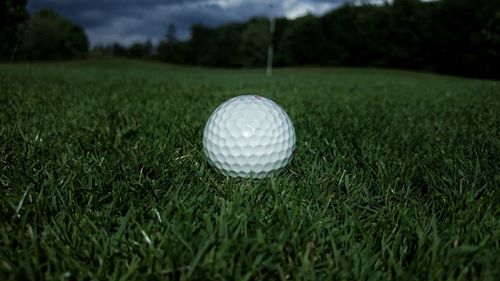 Close-up of ball on grassland