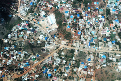 High angle view of crowd in city