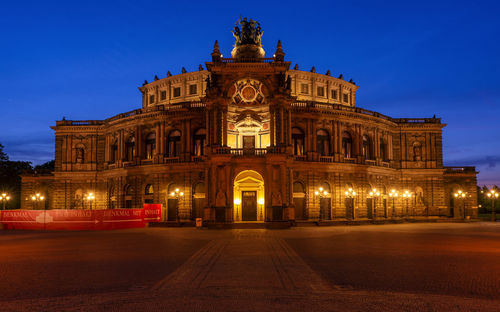 Facade of building at night