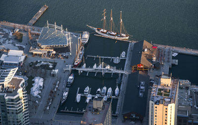 High angle view of buildings in city