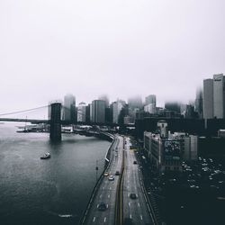 High angle view of city street